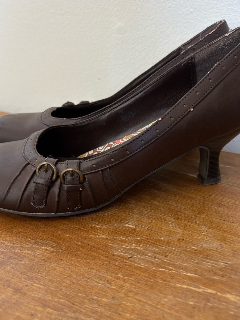 🍂Fall Brown Round-Toe Heels - Picture 4 of 9